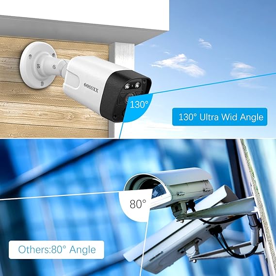 (4K/8.0 Megapixel & 130° Ultra Wide-Angle) 2-Way Audio PoE Outdoor Home Security Camera System, 8 Wired Outdoor Video Surveillance IP Cameras System 4TB