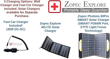 Zopec Explore 5500 CPAP Battery (2-3 Nights). Uninterruptible Power Supply (UPS). Works with All Machines! No Adapters Needed! Smallest and Lightest of Its Kind. FAA/TSA Compliant.