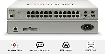 FORTINET Fortiswitch-224E-Poe L2/L3 Poe+ Switch 24X GE RJ45 Ports Including 12X POE+ Ports, 4X GE SFP Slots, Fortigate Switch Controller Compatible