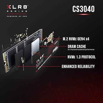 PNY XLR8 CS3040 4TB M.2 NVMe Gen4 x4 Internal Solid State Drive (SSD) with Heatsink - M280CS3040HS-4TB-RB