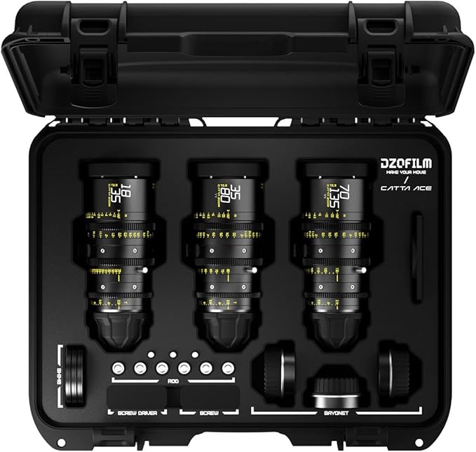 DZOFILM Catta Ace Cine 3-Lens Bundle with 18-35mm, 35-80mm, 70-135mm T2.9 Lens for PL Mount and Canon EF, Black