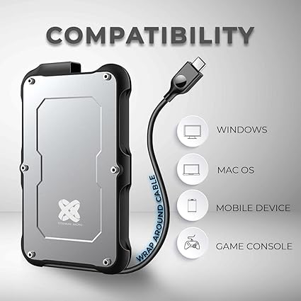 4TB External SSD, Titanium One Portable SSD - Up to 500MB/s, USB 3.2 Gen 2 USB-C USBA, Rugged IP66 Water Resistance, Drop Proof, External Solid State Drive Storage for PC Mac Smartphone