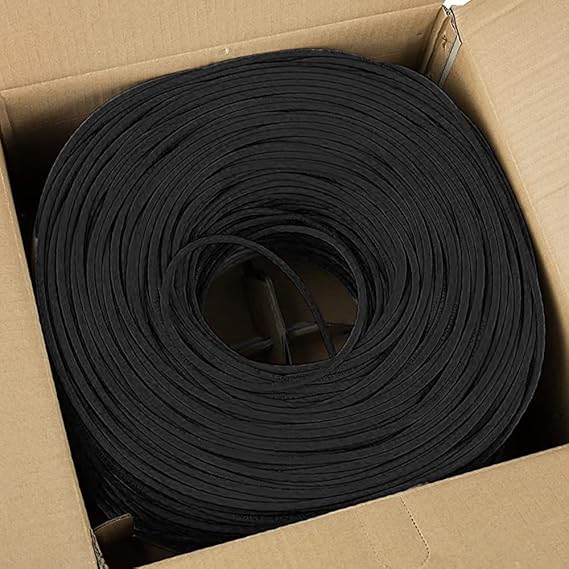 Cmple - Cat6 Network (UTP), 23AWG Bulk LAN Ethernet Cable, CMR, Support 10 Gbps - 550 MHz, 1000 Feet, Black