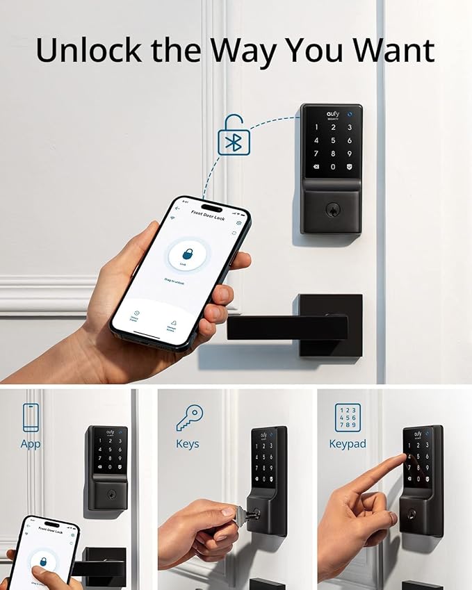 eufy Security Smart Lock C210, Keyless Entry Door Lock for Front Door, No Bridge Required, Easy Install, Touchscreen Keypad, Remote Control