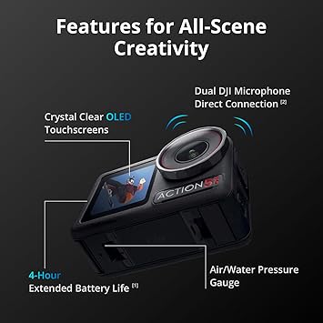 DJI Osmo Action 5 Pro Standard Combo, Waterproof Action Camera with 1/1.3" Sensor, 4K/120fps Video, Subject Tracking, Stabilization, Dual OLED Touchscreens, Action Camera 4K Ideal for Sports, Vlog