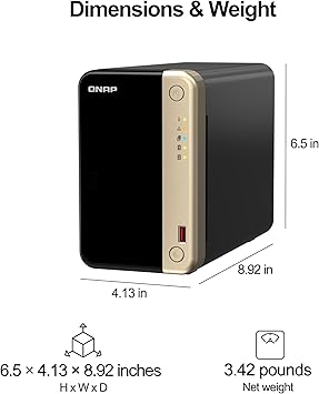 QNAP TS-264-8G-US 2 Bay High-Performance Desktop NAS with Intel Celeron Quad-core Processor, M.2 PCIe Slots and Dual 2.5GbE (2.5G/1G/100M) Network Connectivity (Diskless)