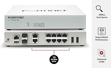 FortiGate-80F Network Security Appliance Plus 1 Year FortiGuard Unified Threat Protection (UTP) and FortiCare Premium (FG-80F-BDL-950-12)