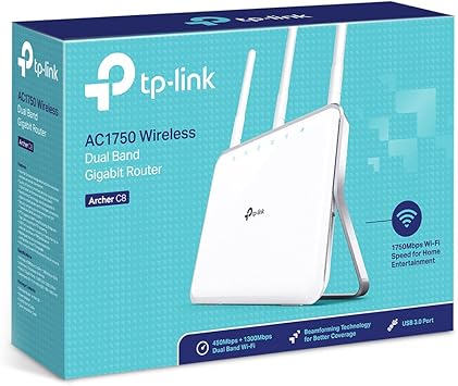 TP-Link AC1750 Dual Band Wireless AC Gigabit Router, 2.4GHz 450Mbps + 5Ghz 1300Mbps, Beamforming, 1 USB 2.0 Port and 3.0 Port, IPv6, Guest Network (Archer C8)