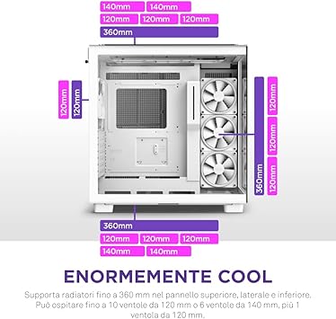 NZXT H9 Elite CM-H91EW-01 Dual-Chamber ATX Mid-Tower PC Gaming Case Includes 3 x 120mm F120 RGB Duo Fans with Controller Glass Front, Top & Side Panels 360mm Radiator Support White