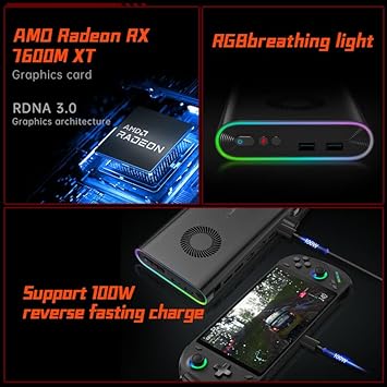 OneXGPU External GPU with AMD RX 7600M XT 8GB GDDR6 RDNA 3, Portable eGPU for Laptops and PC with Thunderbolt 3/4, USB 4, OCuLink Port