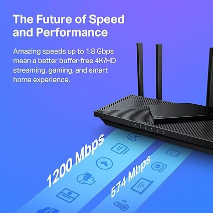 TP-Link AX1800 WiFi 6 Router V4 (Archer AX21) - Dual Band Wireless Internet, Gigabit, Easy Mesh, Works With Alexa - A Certified for Humans Device