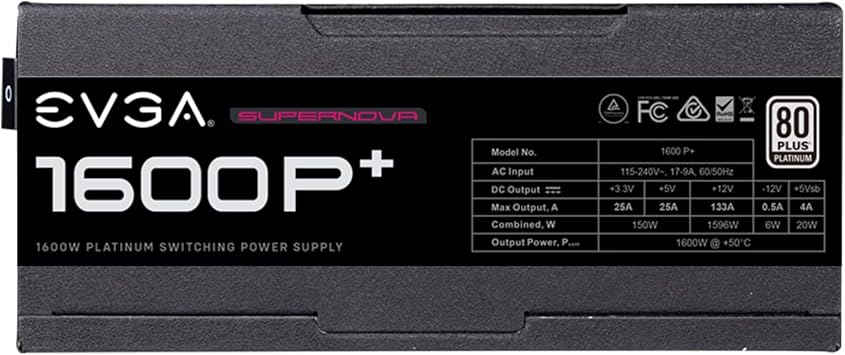 EVGA Supernova 1600 P+, 80+ Platinum 1600W, Fully Modular, 10 Year Warranty, Includes Free Power On Self Tester, Power Supply 220-PP-1600-X1