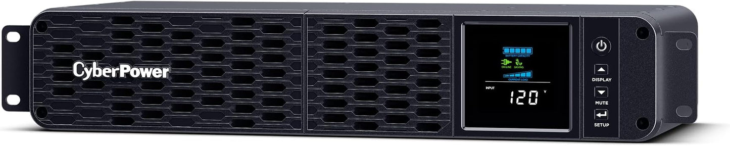 CyberPower CP1500PFCRM2U PFC Sinewave UPS System, 1500VA/1000W, 8 Outlets, AVR, Short Depth 2U Rackmount