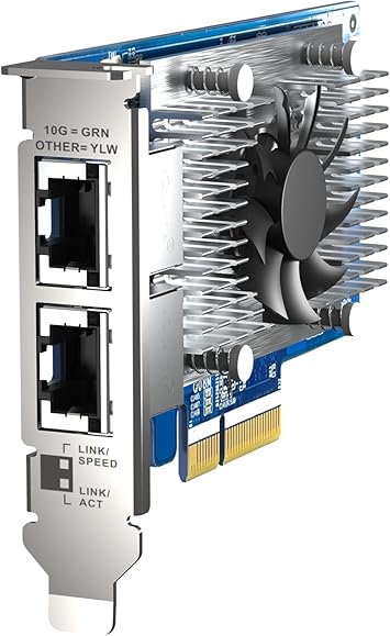 QNAP QXG-10G2T-X710 Two Port 10GbE Network Card with SR-IOV and iSCSI, Block-Based and Supports Multiple Virtual Disk Modes