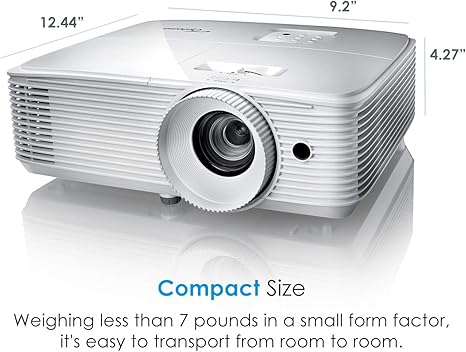 Optoma W335 WXGA DLP Professional Projector | Bright 3800 Lumens | Business Presentations, Classrooms, or Home | 15,000 hour lamp life | Speaker Built In | Portable Size