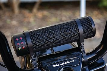 Kuryakyn 2720 MTX Road Thunder Weather Resistant Motorcycle Sound Bar Plus: 300 Watt Handlebar Mounted Audio Speakers with Bluetooth, USB Power Charger, Satin Black