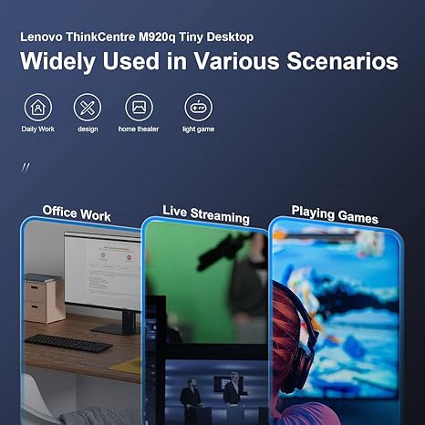 Lenovo Tiny i5 8600t Mini Desktop PC Windows 11 Pro ThinkCentre M920q Micro Computer, 16GB RAM 256GB NVMe M.2 SSD,AX210 Wi-Fi 6E Bluetooth HDMI Type-C (Renewed)