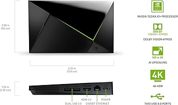 NVIDIA SHIELD Android TV Pro | 4K HDR Streaming Media Player, High Performance, Dolby Vision, 3GB RAM, 2x USB, Works with Alexa, Black