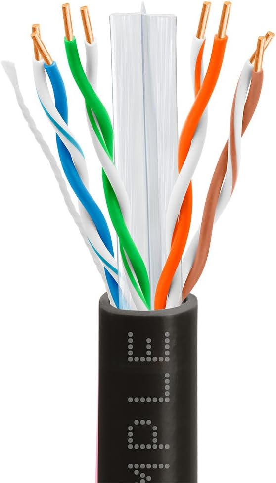 Cmple - Cat6 Network (UTP), 23AWG Bulk LAN Ethernet Cable, CMR, Support 10 Gbps - 550 MHz, 1000 Feet, Black