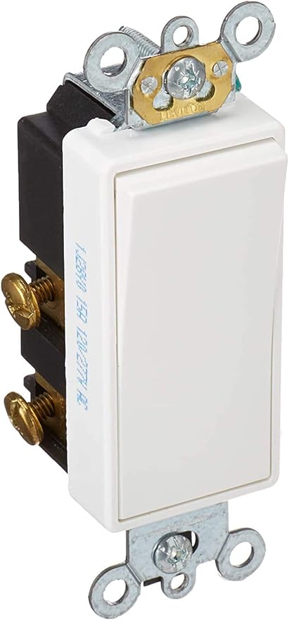 Leviton 5685-2W 15 Amp, 120/277 Volt, Decora Plus Rocker, Single-Pole Double Throw, Center Off, Maintained Contact (White)
