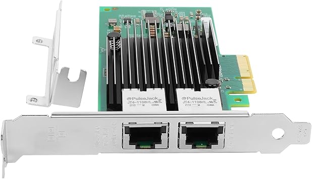 Euqvos for Intel X550-T2 ELX550AT2 Chip 10GbE RJ45 PCIE Network Card, Dual RJ45 Ports PCI Express v3.0 X4, 10/5/2.5/1Gbps, 10Gb LAN Adapter for Windows Server, Windows 7/8/10, Linux