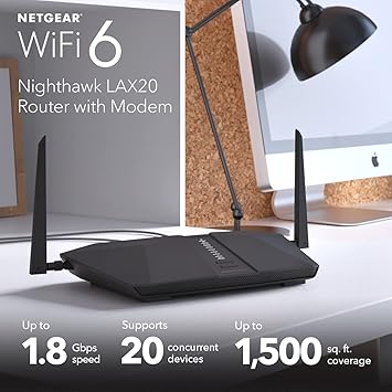 NETGEAR LAX20-100NAS Nighthawk LTE WiFi 6 Router