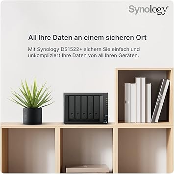 Synology DS1522+ 5-Bay Desktop NAS Solution 5x3,5/2,5" SATA HDD/SSD, 2X M.2 2280 NVMe SSD, 8GB RAM