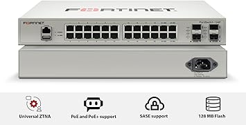 FORTINET FortiSwitch 124F - FS-124F, Managed, 24x GE Port + 4X SFP+ Port + 1x RJ45 Console. Fanless Design. Rack Mountable