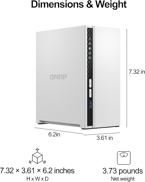 QNAP TS-233-US 2 Bay Affordable Desktop NAS with ARM Cortex-A55 Quad-core Processor and 2 GB DDR4 RAM (Diskless)