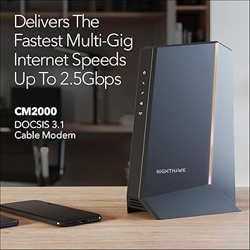 NETGEAR CM2000-100NAS NIGHTHAWK 2.5GBPS INTERNET SPEED CABLE MODEM DOCSIS 3.1 TECHNOLOGY