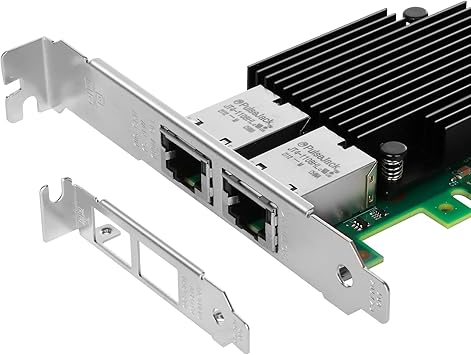 Euqvos for Intel X550-T2 ELX550AT2 Chip 10GbE RJ45 PCIE Network Card, Dual RJ45 Ports PCI Express v3.0 X4, 10/5/2.5/1Gbps, 10Gb LAN Adapter for Windows Server, Windows 7/8/10, Linux