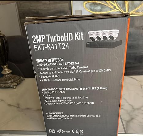 Hikvision EKT-K41T24 4CH 2MP DVR Kit / 4 X 2MP Outdoor IR Turret Cameras / 1 TB HDD