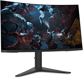 Lenovo G32qc-10 31.5-inch QHD Curved Gaming Monitor, 1440p, AMD FreeSync Premium, DisplayPort, HDMI, Narrow Bezels, Adjustable, VESA Mount, 66A2GCCBUS