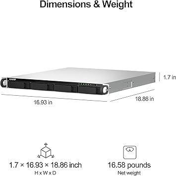 QNAP TS-464U-4G-US 4 Bay High-Speed Rackmount Dual-2.5GbE NAS Intel® Celeron® N5105/N5095 CPU, 4GB DDR4 Memory and 2.5GbE (2.5G/1G/100M) Network Connectivity (Diskless)