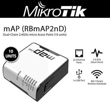 Mikrotik mAP 10-Units RBmAP2nD Dual-Chain 2.4GHz Micro Access Point PoE Out RouterOS L4
