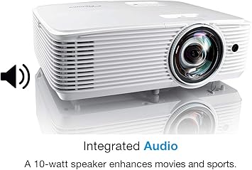 Optoma GT780 Short Throw Projector for Gaming & Movies | HD Ready 720p + 1080p Support | Bright 3800 Lumens for Lights-on Viewing | 3D-Compatible | Speaker Built in