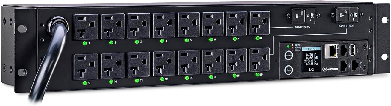 CyberPower PDU41003 Switched PDU, 120V/30A, 16 Outlets, 2U Rackmount