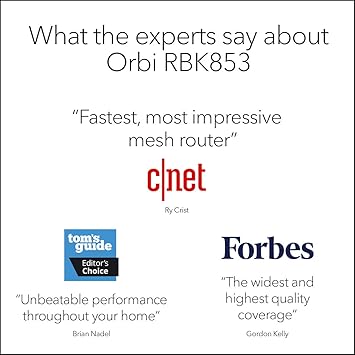 NETGEAR Orbi Whole Home Tri-Band Mesh Wi-Fi 6 System (RBK853) – Router with 2 Satellite Extenders, Coverage Up to 7,500 Square Feet, 100 Devices, AX6000 (Up to 6Gbps)
