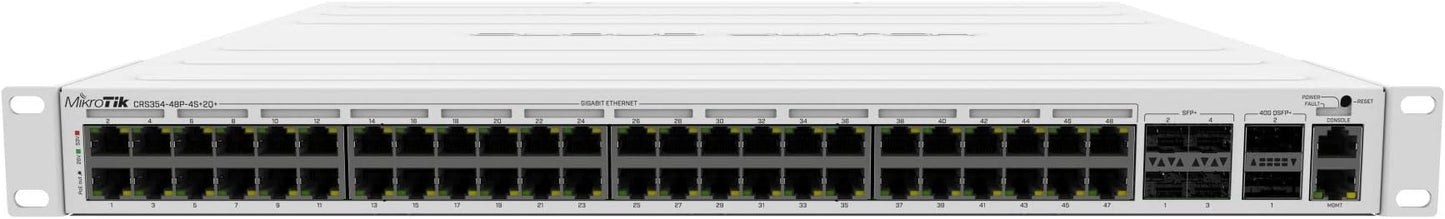 MikroTik CRS354-48P-4S+2Q+RM: 48x Gigabit PoE Ports, 10Gb SFP+ & 40G QSFP+ Switch, Black Metal Case