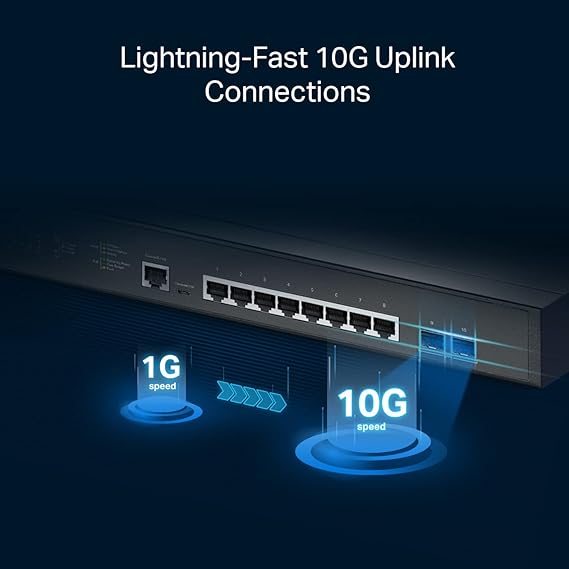 TP-Link Jetstream 8 Port Multi-Gigabit L2+ Managed PoE Switch (TL-SG3210XHP-M2) - 8 PoE+ Port @240W, 2 x 10G SFP+ Slots, 2.5G Bandwidth, Omada SDN Integrated, IPv6, Limited Lifetime Protection