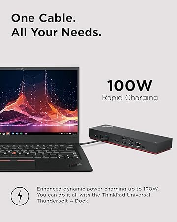 Lenovo ThinkPad Universal Thunderbolt 4 Dock, 4 Displays, Dynamic Power Charging up to 100W, Black