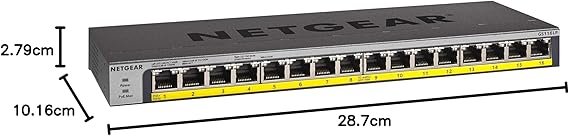 NETGEAR 16-Port Gigabit Ethernet Unmanaged PoE Switch (GS116LP) - with 16 x PoE+ @ 76W Upgradeable, Desktop/Rackmount, and ProSAFE Lifetime Protection