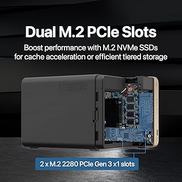 QNAP TS-464-8G-US 4 Bay High-Performance Desktop NAS with Intel Celeron Quad-core Processor, M.2 PCIe Slots and Dual 2.5GbE (2.5G/1G/100M) Network Connectivity (Diskless)