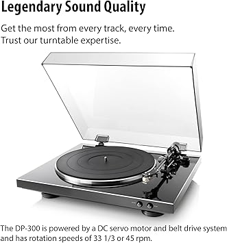 Denon DP-300F Fully Automatic Analog Turntable with Built-in Phono Equalizer | Unique Tonearm Design | Hologram Vibration Analysis | Slim Design