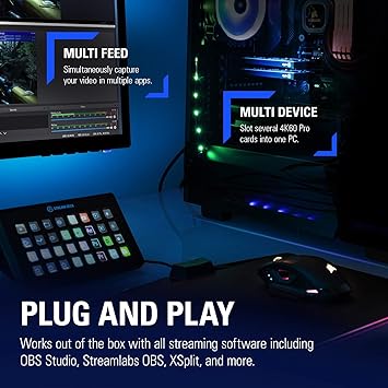 Elgato 4K60 Pro MK.2, Internal Capture Card, Stream and Record 4K60 HDR10 with ultra-low latency on PS5, PS4 Pro, Xbox Series X/S, Xbox One X, in OBS, Twitch, YouTube, for PC