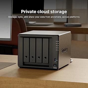 Synology DiskStation DS923+ 4-Bay NAS Enclosure Server | AMD Ryzen R1600 Dual-Core up to 3.1 GHz | 8GB DDR4 RAM | NO SSD & HDD Installed