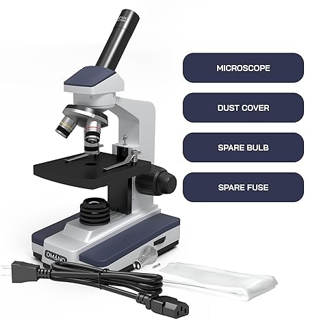 Lab Microscope for Students (OM118-M3) 40x to 400x Full-Size Monocular Compound Lenses | Beginner and Professional Use | High-Powered, Ultra-Clear Electronics