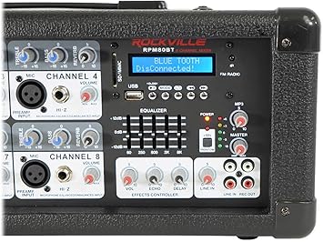 Rockville, 8 RPM80BT 2400w Powered 8 Channel Mixer/Amplifier w/Bluetooth/EQ/Effects
