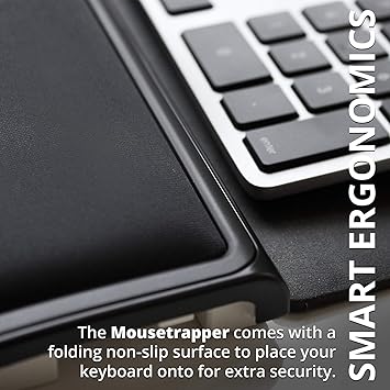 Mousetrapper Lite Portable Ergonomic Padded Mouse Trackpad Mac PC - Black (New Model)