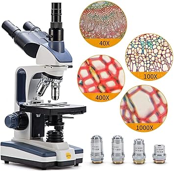 Swift SW350T Compound Trinocular Microscope,40X-2500X Magnification,Two-Layer Mechanical Stage,with 5.0 mp Camera and Software Windows/Mac Compatible and 5 PCS Prepared Slides and 5 PCS Blank Slides